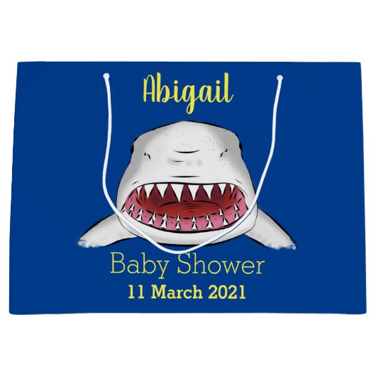 Grote witte haai gemiddelde cartoon illustratie groot cadeauzakje (Voorkant)