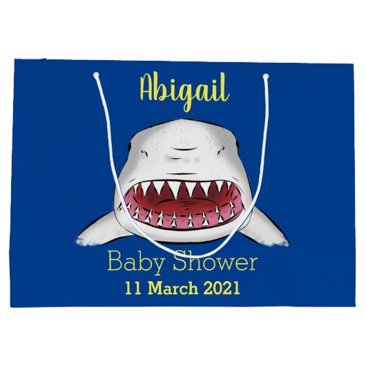 Grote witte haai gemiddelde cartoon illustratie groot cadeauzakje (Achterkant)