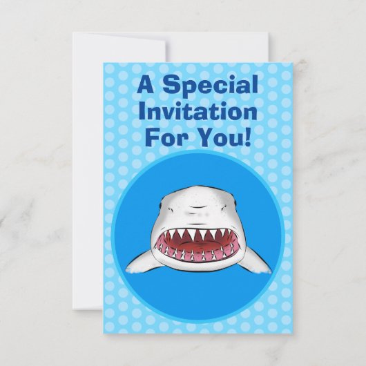 Grote witte haai gemiddelde cartoon illustratie kaart (Achterkant)