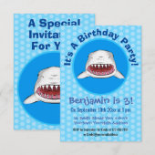 Grote witte haai gemiddelde cartoon illustratie kaart (Voorkant / Achterkant)