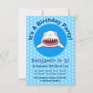 Grote witte haai gemiddelde cartoon illustratie kaart