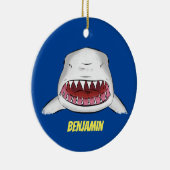 Grote witte haai gemiddelde cartoon illustratie keramisch ornament (Rechts)