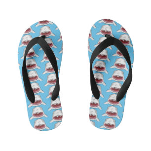 Grote witte haai gemiddelde cartoon illustratie kinder teenslippers