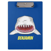 Grote witte haai gemiddelde cartoon illustratie klembord (Voorkant)