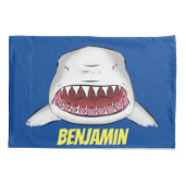 Grote witte haai gemiddelde cartoon illustratie kussensloop (Achterkant)