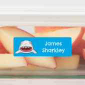 Grote witte haai gemiddelde cartoon illustratie labels (Aangebracht)