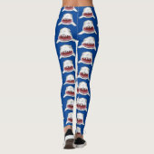 Grote witte haai gemiddelde cartoon illustratie leggings (Achterkant)