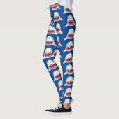 Grote witte haai gemiddelde cartoon illustratie leggings (Links)