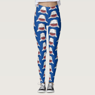 Grote witte haai gemiddelde cartoon illustratie leggings
