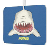 Grote witte haai gemiddelde cartoon illustratie luchtverfrisser (Links)