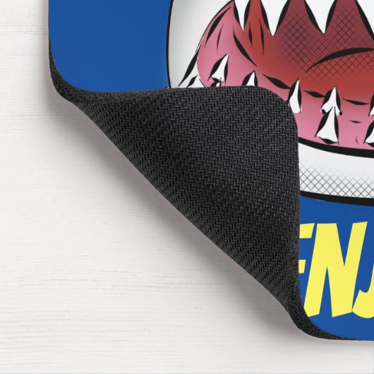 Grote witte haai gemiddelde cartoon illustratie muismat (Hoek)