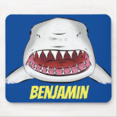 Grote witte haai gemiddelde cartoon illustratie muismat (Voorkant)