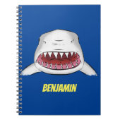 Grote witte haai gemiddelde cartoon illustratie notitieboek (Voorkant)