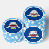 Grote witte haai gemiddelde cartoon illustratie poker chips (Opstapeling)