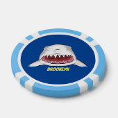 Grote witte haai gemiddelde cartoon illustratie poker chips (Enkel)