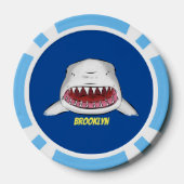 Grote witte haai gemiddelde cartoon illustratie poker chips (Achterkant)