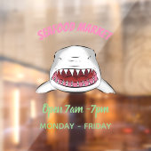 Grote witte haai gemiddelde cartoon illustratie raamsticker (Vel 2)