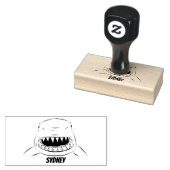 Grote witte haai gemiddelde cartoon illustratie rubberstempel (Gestempeld)