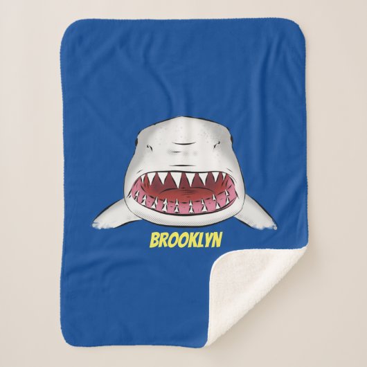 Grote witte haai gemiddelde cartoon illustratie sherpa deken (Voorkant)