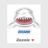 Grote witte haai gemiddelde cartoon illustratie sticker (Vel)