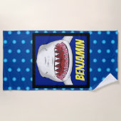 Grote witte haai gemiddelde cartoon illustratie strandlaken (Voorkant)