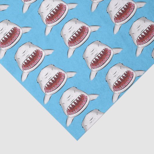 Grote witte haai gemiddelde cartoon illustratie tissuepapier (Detail)