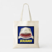 Grote witte haai gemiddelde cartoon illustratie tote bag (Achterkant)