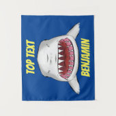 Grote witte haai gemiddelde cartoon illustratie wandkleed (Voorkant)