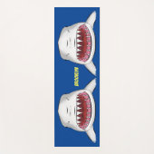 Grote witte haai gemiddelde cartoon illustratie yogamat (Voorkant)