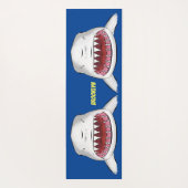 Grote witte haai gemiddelde cartoon illustratie yogamat (Achterkant)