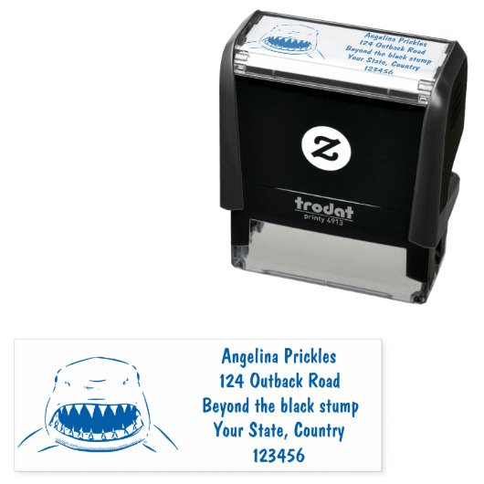 Grote witte haai gemiddelde cartoon illustratie  zelfinktende stempel (In situ)