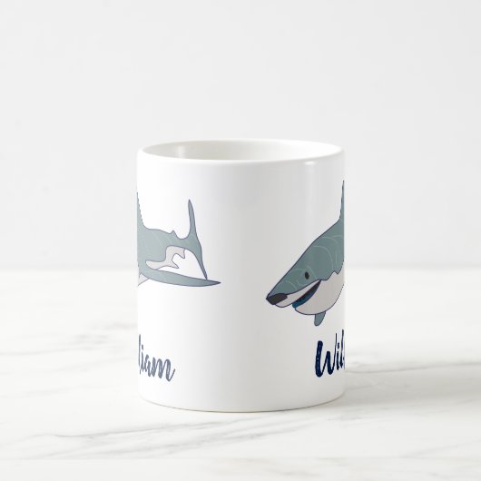 Grote witte haai gepersonaliseerd koffiemok (Center)