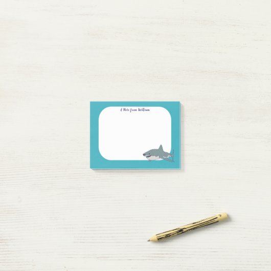 Grote witte haai gepersonaliseerd post-it® notes (Op bureau)