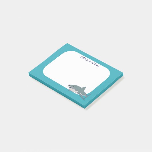 Grote witte haai gepersonaliseerd post-it® notes (Schuin)