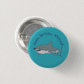 Grote witte haai gepersonaliseerde boodschap ronde button 3,2 cm (Voorkant /achterkant)