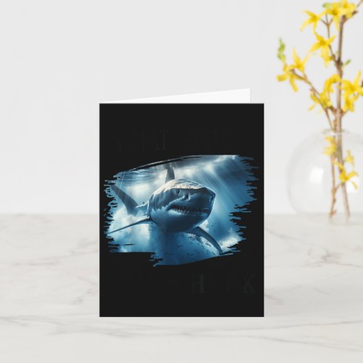 Grote witte haai, haai zwemmen in de oceaan kaart (Gele Bloem)