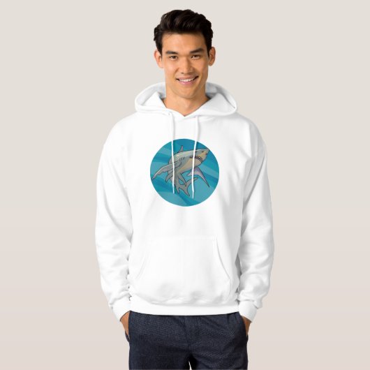 Grote witte haai hoodie (Voorkant volledig)