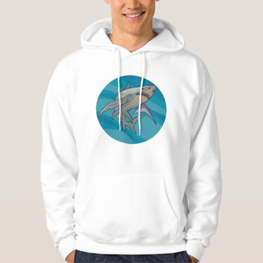 Grote witte haai hoodie (Voorkant)