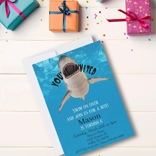 Grote witte haai Je bent uitgenodigd voor de geboo Kaart