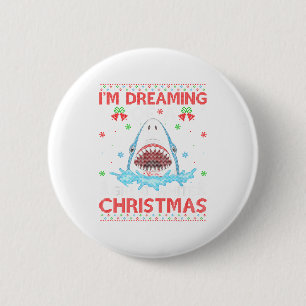 Grote Witte Haai Lelijke Kerstmuts Haaien Vissen Ronde Button 5,7 Cm