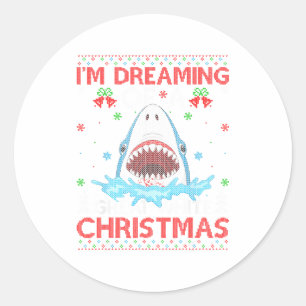 Grote Witte Haai Lelijke Kerstmuts Haaien Vissen Ronde Sticker