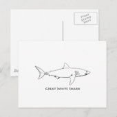 Grote witte haai (lijnkunst) briefkaart (Voorkant / Achterkant)