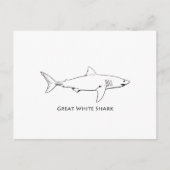 Grote witte haai (lijnkunst) briefkaart (Voorkant)