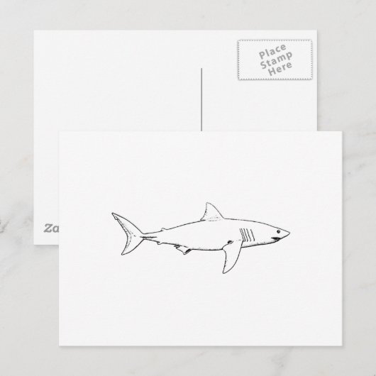 Grote witte haai (lijnkunst) briefkaart (Voorkant / Achterkant)