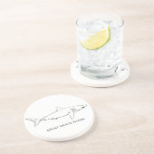 Grote witte haai (lijnkunst) zandsteen onderzetter (Zijkant)