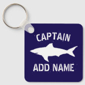 Grote witte haai logo gepersonaliseerde bootkapite sleutelhanger (Voorkant)