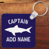 Grote witte haai logo gepersonaliseerde bootkapite sleutelhanger (Achterkant)