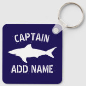 Grote witte haai logo gepersonaliseerde bootkapite sleutelhanger (Achterkant)
