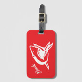Grote witte haai logo gepersonaliseerde rode reize bagagelabel (Voorkant (verticaal))