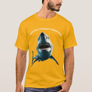 Grote witte haai onder water met open mond URM T-shirt